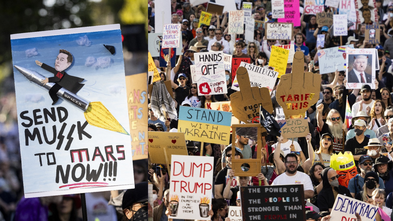 Trump Protests, Elon Must to Mars Now Poster